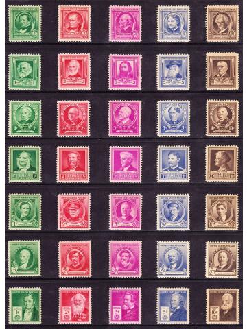 Front of Famous Americans Stamps of 1940